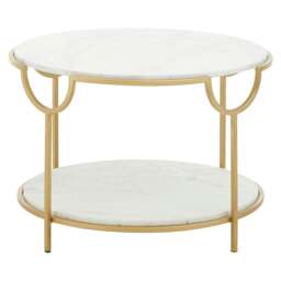 Rackhams Pali Two Tier White And Gold Side Table.