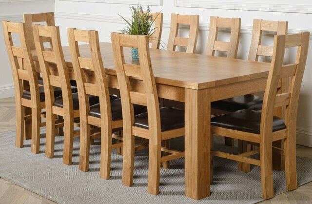 Rackhams Dakota Extra Large Oak Dining Table with Yale Oak Chairs - Natural Oak - 10 chairs - image 1