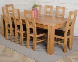 Rackhams Dakota Extra Large Oak Dining Table with Yale Oak Chairs - Natural Oak - 10 chairs - thumbnail 3