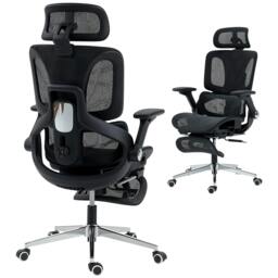 Rackhams Ergonomic Office Chair, Mesh Desk Chair with Lumbar Support, Footrest - Yes - Office Chair - Grey - thumbnail 3