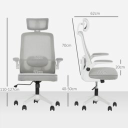 Rackhams Executive Mesh Office Chair with Headrest, Lumbar Support, Grey - Grey - thumbnail 6