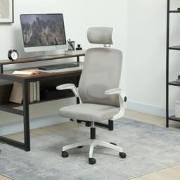 Rackhams Executive Mesh Office Chair with Headrest, Lumbar Support, Grey - Grey - thumbnail 1