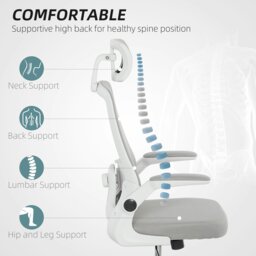 Rackhams Executive Mesh Office Chair with Headrest, Lumbar Support, Grey - Grey - thumbnail 4