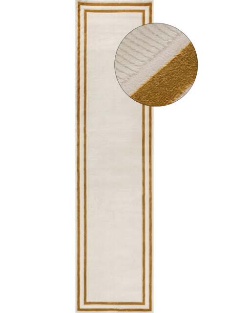 Rackhams Carmel Cream-Gold Bordered Rug - 6060 - 80X300 cm - image 1