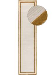 Rackhams Carmel Cream-Gold Bordered Rug - 6060 - 80X300 cm - thumbnail 1