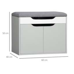 Rackhams Upholstered Entryway Shoe Bench w/ Storage Cabinet for Living Room Grey - thumbnail 6