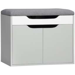 Rackhams Upholstered Entryway Shoe Bench w/ Storage Cabinet for Living Room Grey - thumbnail 3