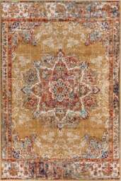 Rackhams Orient Maderno Medallion Design Yellow Rug - 160X235 cm