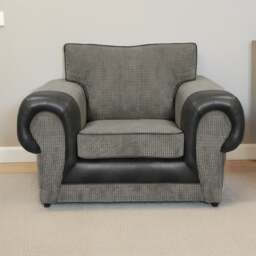 Rackhams Portland Mixed Fabric Armchair - Brown and Beige - thumbnail 2