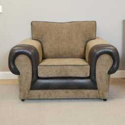 Rackhams Portland Mixed Fabric Armchair - Brown and Beige