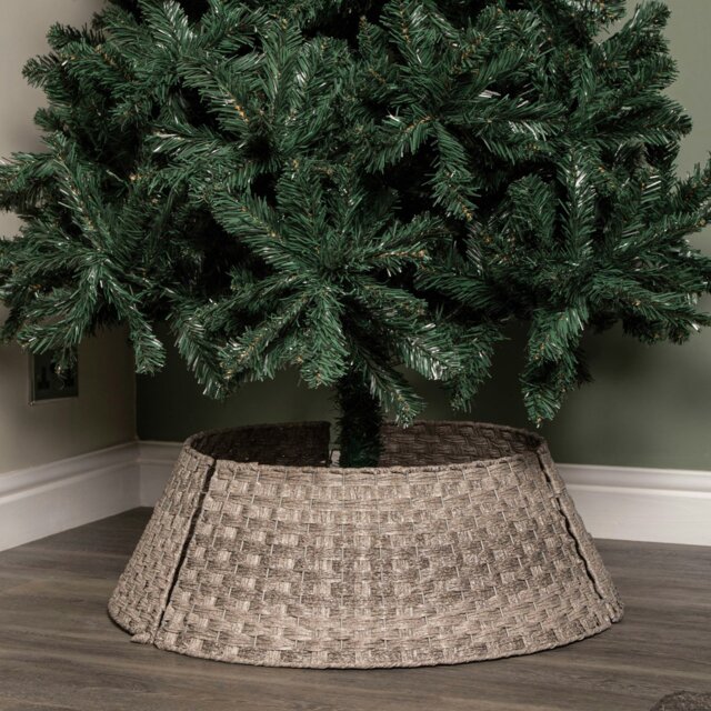 Rackhams 48/70cm Samuel Alexander Large KD Plastic Wicker Rattan Woven Christmas Tree Skirt in Grey - image 1