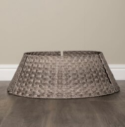Rackhams 48/70cm Samuel Alexander Large KD Plastic Wicker Rattan Woven Christmas Tree Skirt in Grey - thumbnail 5