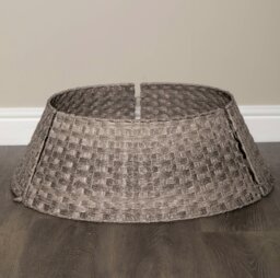 Rackhams 48/70cm Samuel Alexander Large KD Plastic Wicker Rattan Woven Christmas Tree Skirt in Grey - thumbnail 4