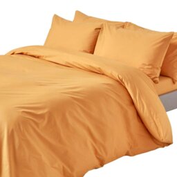 Rackhams Crisp & Cool 200 TC Egyptian Cotton Percale Duvet Cover Set - Double - Mustard Yellow - thumbnail 1