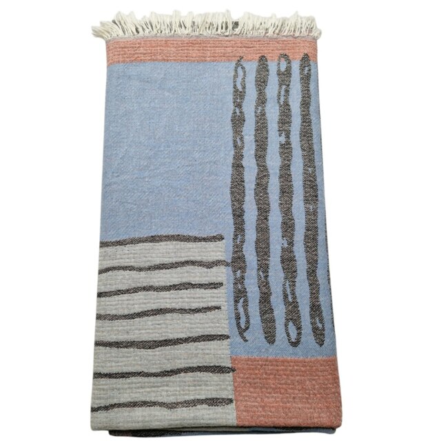 Rackhams Indie Cotton Jacquard Hammam Towel - Terracotta and Grey - image 1