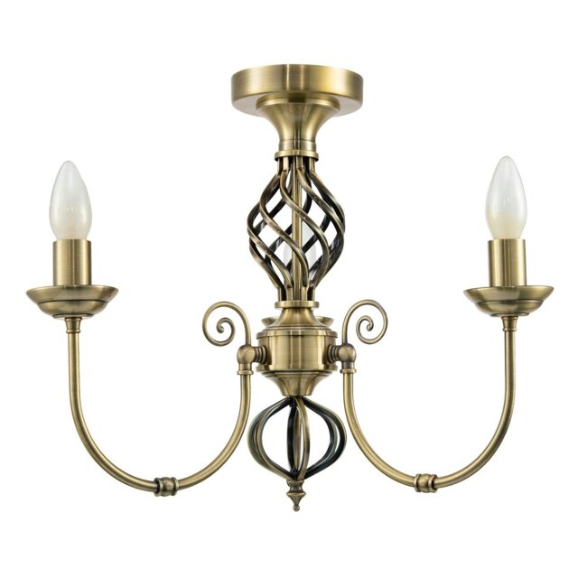 Rackhams Traditional Classic Antique Brass Chandelier Ceiling Light with Twisted Knot - image 1