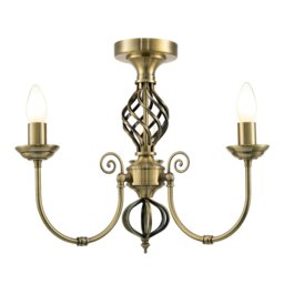 Rackhams Traditional Classic Antique Brass Chandelier Ceiling Light with Twisted Knot - thumbnail 2