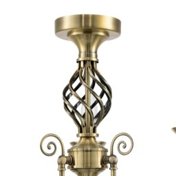 Rackhams Traditional Classic Antique Brass Chandelier Ceiling Light with Twisted Knot - thumbnail 3