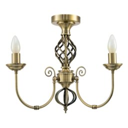 Rackhams Traditional Classic Antique Brass Chandelier Ceiling Light with Twisted Knot