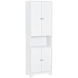 Rackhams 183x60cm Tall Freestanding Bathroom Cabinet Retro 3 Compartments White - thumbnail 2