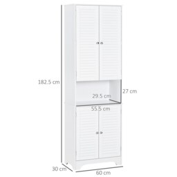 Rackhams 183x60cm Tall Freestanding Bathroom Cabinet Retro 3 Compartments White - thumbnail 5