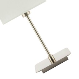 Rackhams Contemporary Satin Nickel Bedside Table Lamp with White Cotton Fabric Shade - thumbnail 5