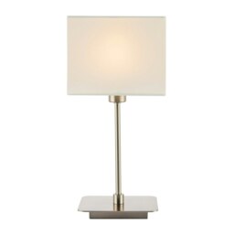 Rackhams Contemporary Satin Nickel Bedside Table Lamp with White Cotton Fabric Shade - thumbnail 3