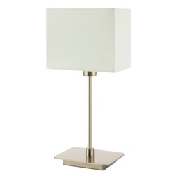Rackhams Contemporary Satin Nickel Bedside Table Lamp with White Cotton Fabric Shade - thumbnail 2