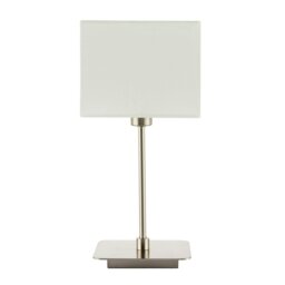 Rackhams Contemporary Satin Nickel Bedside Table Lamp with White Cotton Fabric Shade - thumbnail 4