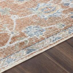 Rackhams Lillian-Washable Brown Blue Traditional Vintage Boho Rug - 160 x 213 cm - thumbnail 3