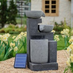 Rackhams Garden Cascading Fountain Solar LED Light Rockfall Water Feature