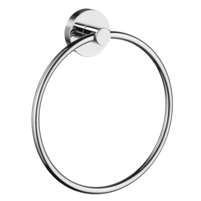 Rackhams Polished Chrome Towel Ring (W)17cm Wall Mounted with Concealed Screws Bathroom Towel Holder - image 1
