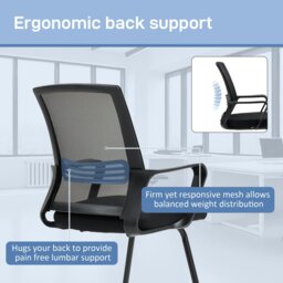 Rackhams Meeting Office Chair, Mesh Reception Chair with Sled Base, Black - Black - No - Desk Chair - thumbnail 3