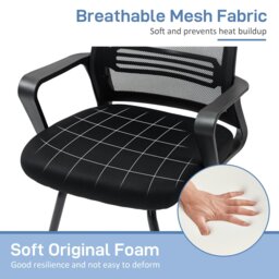 Rackhams Meeting Office Chair, Mesh Reception Chair with Sled Base, Black - Black - No - Desk Chair - thumbnail 4