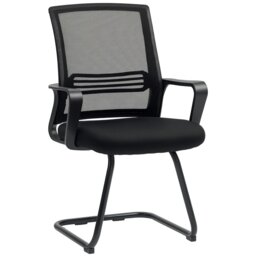 Rackhams Meeting Office Chair, Mesh Reception Chair with Sled Base, Black - Black - No - Desk Chair - thumbnail 2