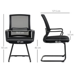 Rackhams Meeting Office Chair, Mesh Reception Chair with Sled Base, Black - Black - No - Desk Chair - thumbnail 5