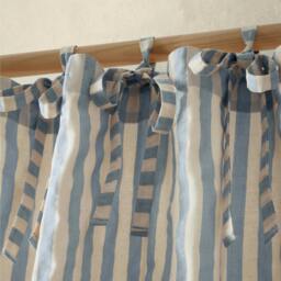 Rackhams Zanzibar Woven Stripe Voile Curtain Panel Blue - 140 x 183 cm - Blue - thumbnail 3