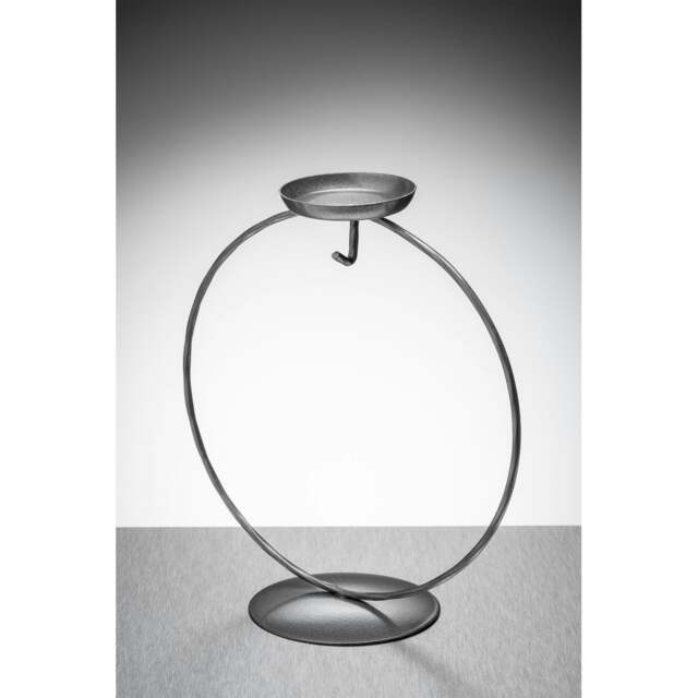 Rackhams Circular Metal Ornament Stand with Tea Light Holder - Silver