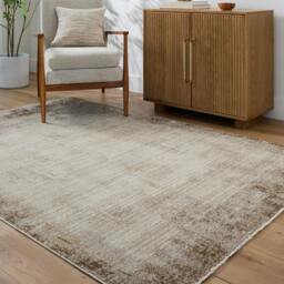 Rackhams Galey Alix Myrtle Avenue-Abstract Brown Cream Green Blue Modern Marble Fringe Rug - 120 x 170 cm