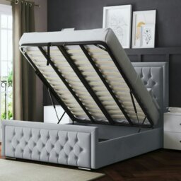Rackhams Allegra Ottoman Bed with Upholstered Headboard - Silver - Double / 4ft6 - thumbnail 5