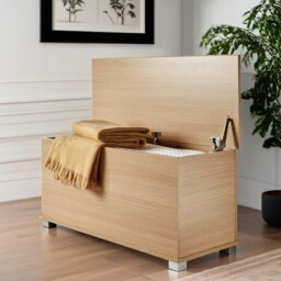 Rackhams Ottoman Storage Blanket Box Oak - thumbnail 2