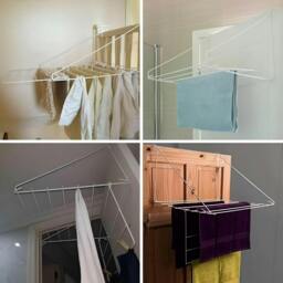 Rackhams Over Door Utility Dryer Clothes Airer - 7m Metal Laundry Towel Rail - Indoor Outdoor Washing Line Drying Rack for Clothes, Caravans - White - thumbnail 5