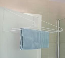 Rackhams Over Door Utility Dryer Clothes Airer - 7m Metal Laundry Towel Rail - Indoor Outdoor Washing Line Drying Rack for Clothes, Caravans - White - thumbnail 4