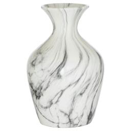 Rackhams Ellipse Ceramic Marble Vase - White/Grey - 36cm x 23cm x 23cm - White/Grey - 100% Mixed