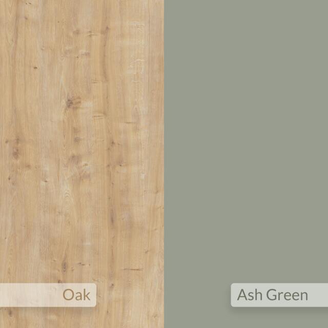 Rackhams Clara Sideboard Cabinet Modern Storage Shelves Hairpin Legs 142cm - Oak Ash Green - image 1