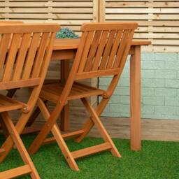 Rackhams Outdoor 6 Person Rectangular Wooden Garden Patio Dining Table Chairs with Grey Parasol and Base Set - Outdoor Furniture Sets - thumbnail 4