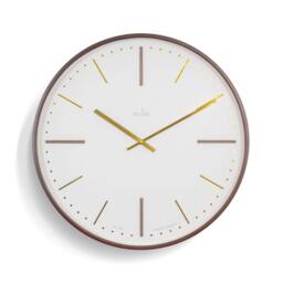 Rackhams Knoll Wall Clock Quartz Bent Wood Case Raised Wooden & Foil Embossed Batons Walnut 53cm