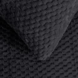 Rackhams Luxury Super Soft & Reversible Waffle Teddy Fleece Duvet Set- Black - Double - thumbnail 4