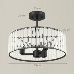 Rackhams Semi Flush Mount Modern Crystal Chandelier Ceiling Light, Black - 3 - Metal, Crystal - Black - thumbnail 3
