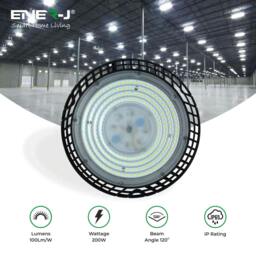 Rackhams 100W UFO LED High Bay Light Daylight Super Bright IP65 Waterproof, 4000K - thumbnail 4